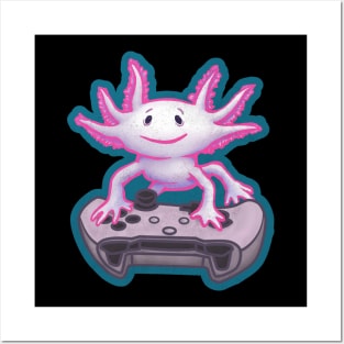 Gaming Axolotl Gamer Posters and Art